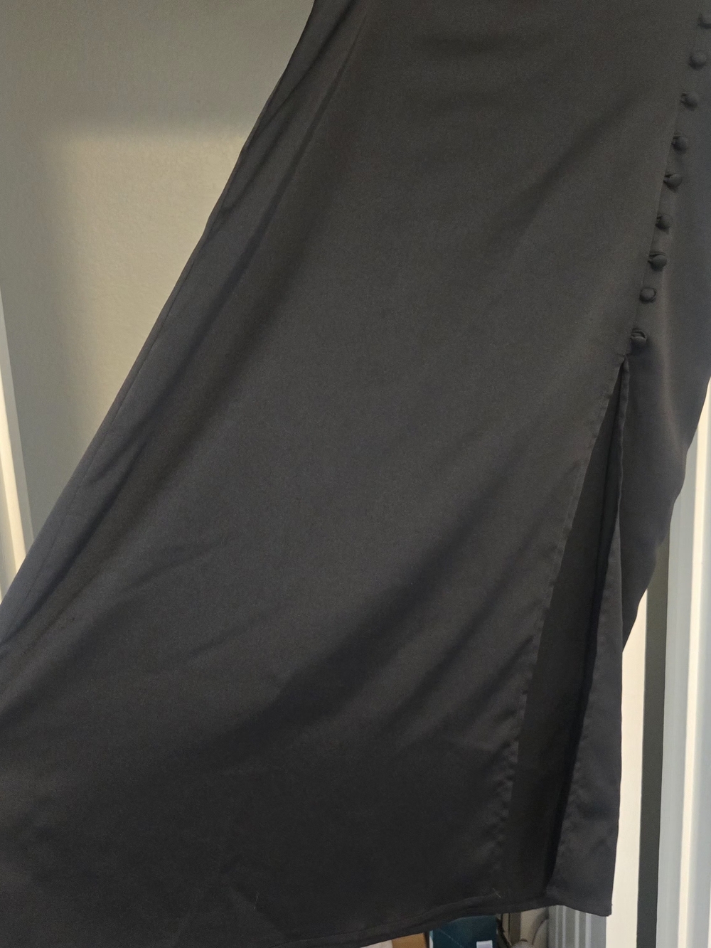 fun 2 fun Black Maxi Skirt with Side Buttons and Slit